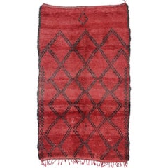 Vintage Berber Red Beni M'Guild Moroccan Rug with Modern Tribal Style