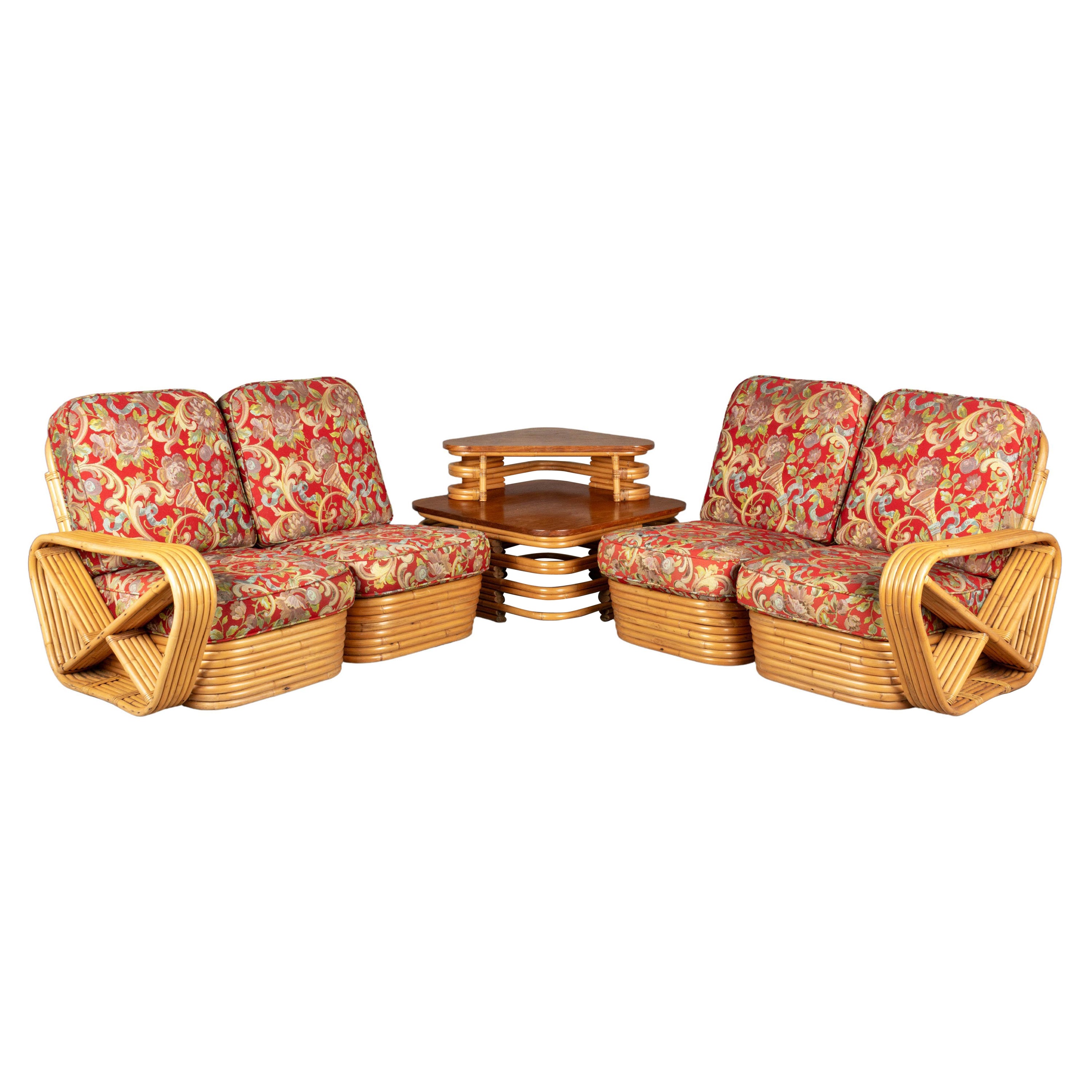 Paul Frankl Six-Strand Square Pretzel Four-Seat Sectional Sofa