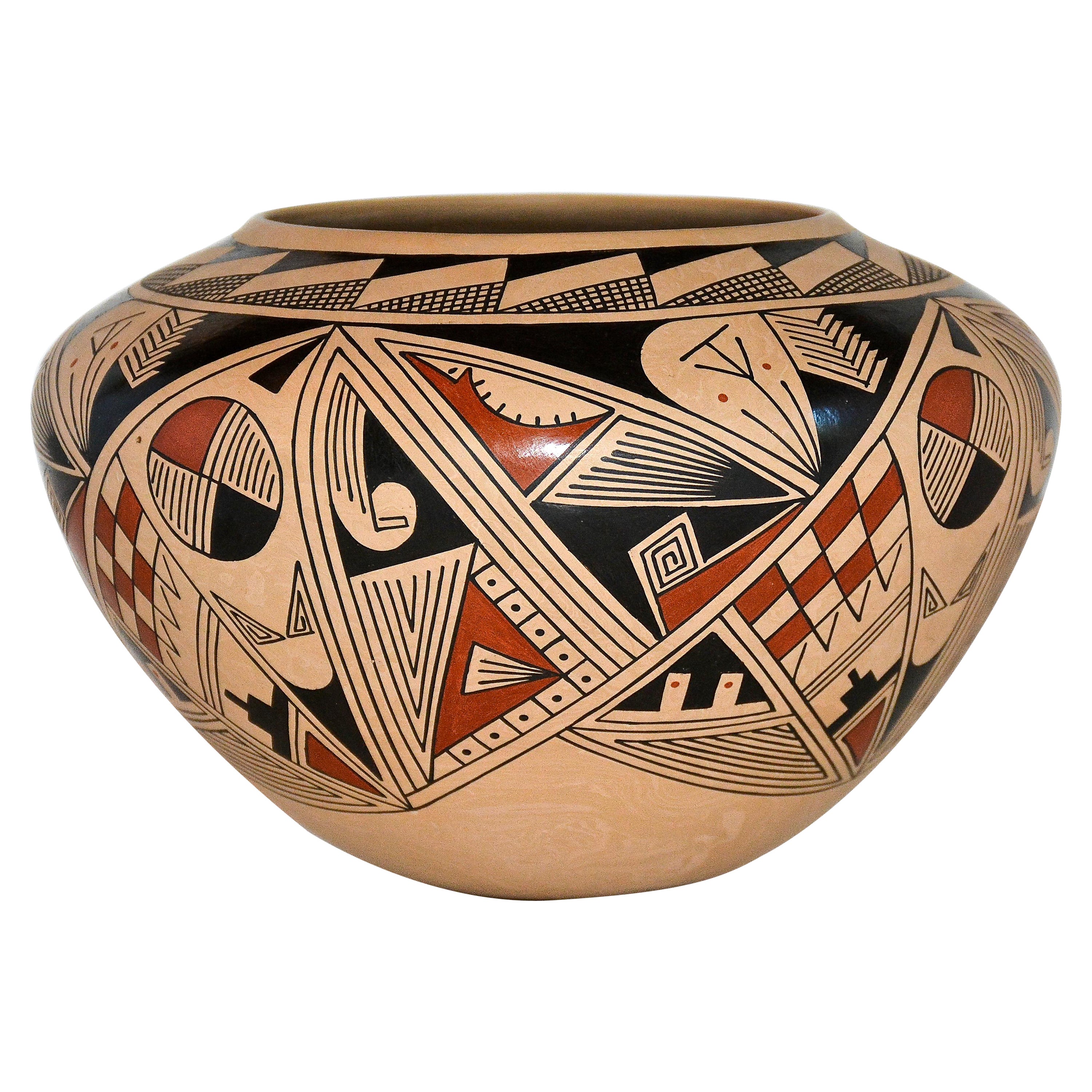 Mata Ortiz Polychrome Pot with Marbleized Slip by Ramiro Veloz Sr., 1990