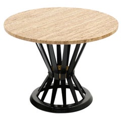 Sheaf of Wheat Side Table by Edward Wormley for Dunbar, Round Travertine Top