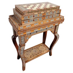 Fine Moorish Middle Eastern Arabesque Mosaic Games Table