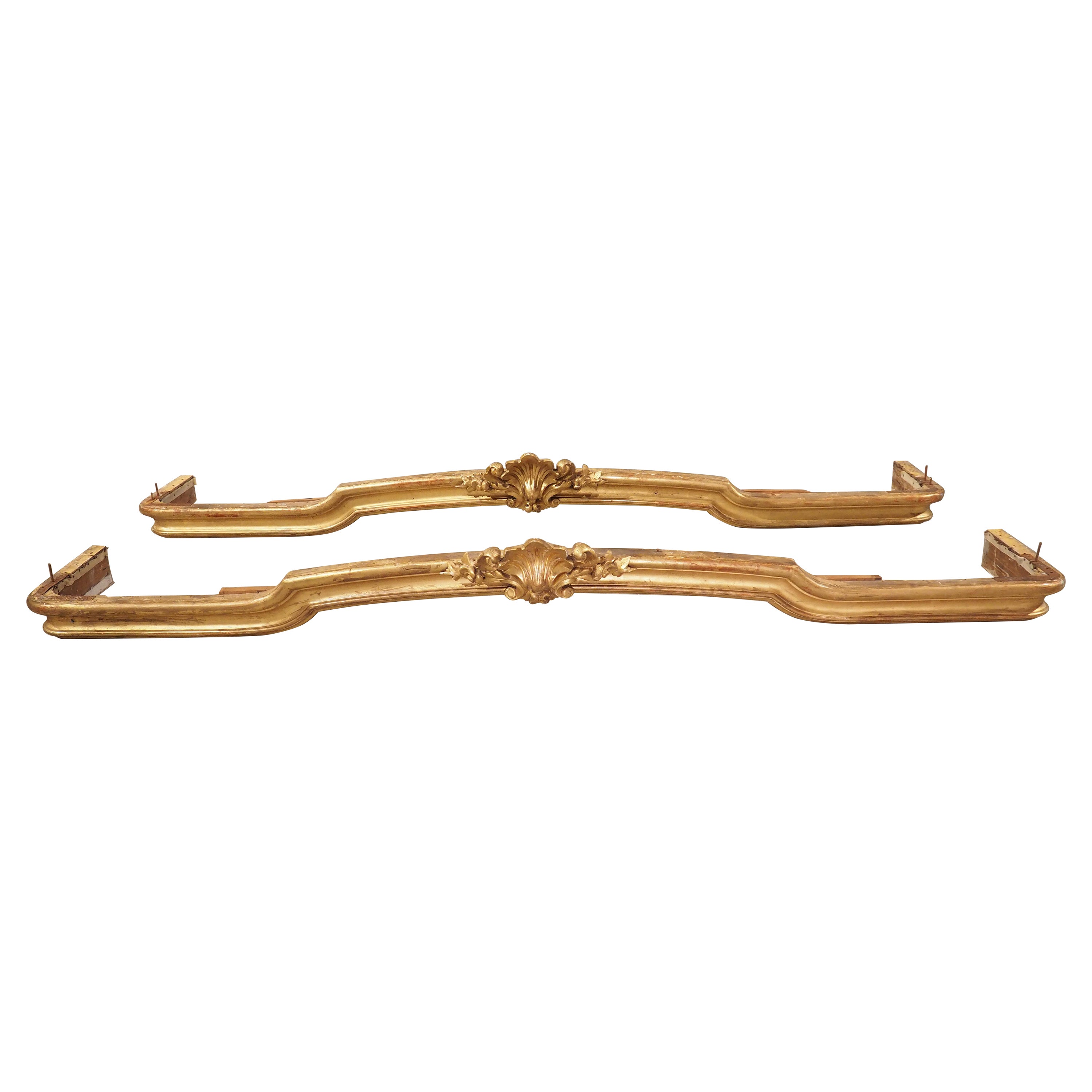 Pair of Long Antique French Giltwood Valances or “Cantonnieres”, circa 1850 For Sale
