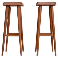 Pair of Mid-Century Elm Pierre Chapo Bar Stools