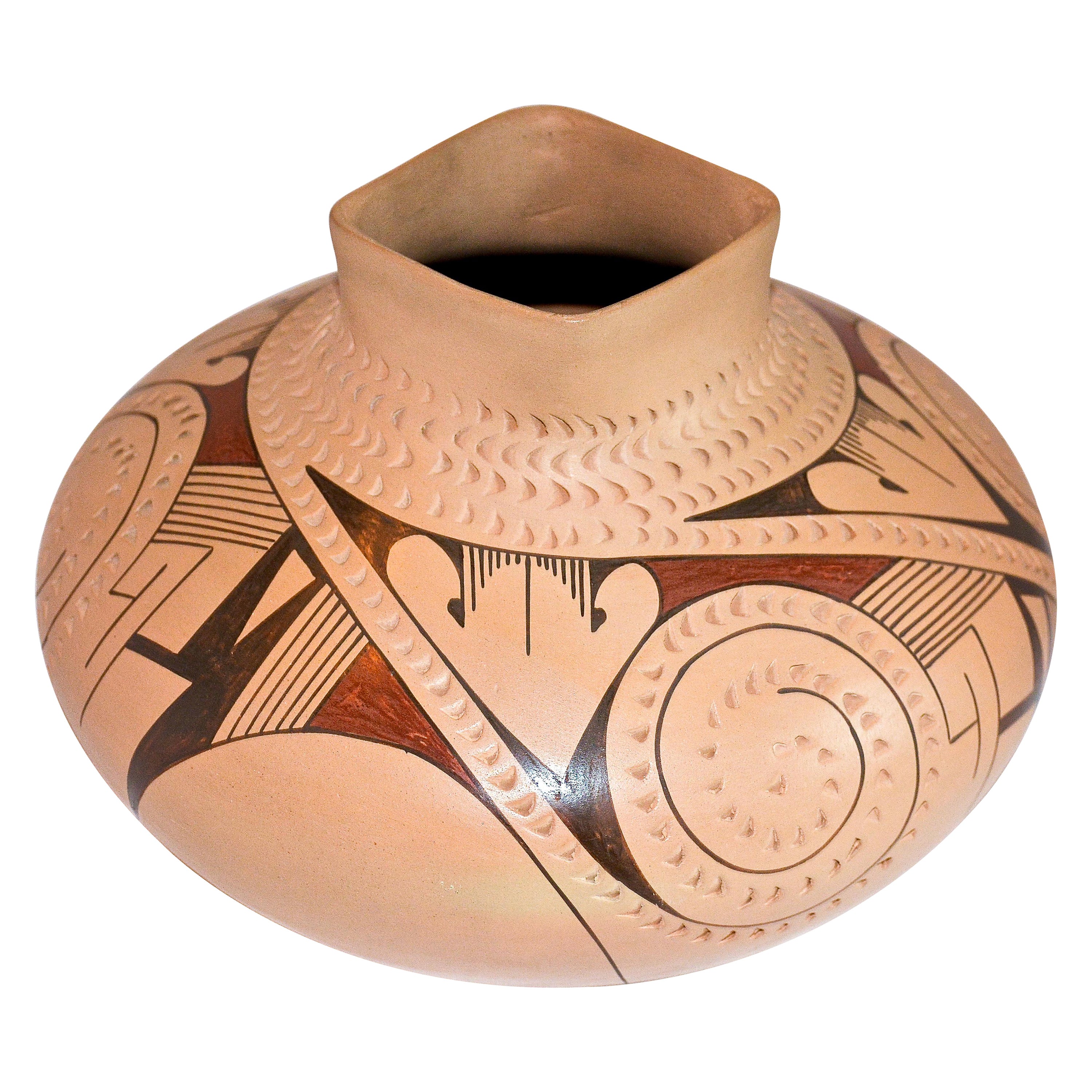 Mata Ortiz, polychromes Keramikgefäß von Rito Talvera Quezada, 1989