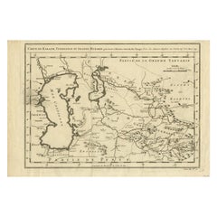 Mapa antiguo centrado en Turquestán, incluidos los mares Negro y Caspio, 1749