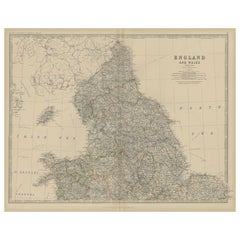 Antique Map of, Northern England and Wales by Johnston, 1882