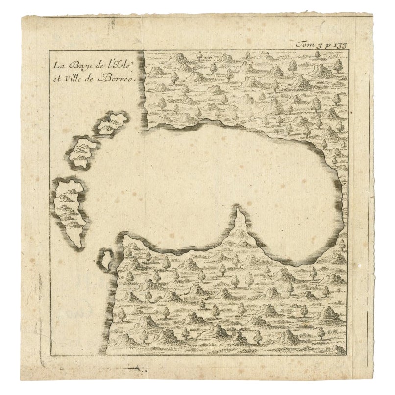 Antike Karte einer Bucht von Borneo, Indonesien, um 1760 im Angebot