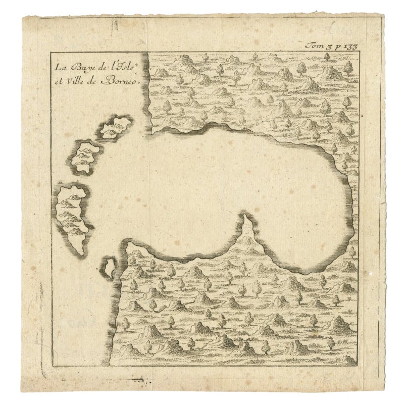 Antike Karte einer Bucht von Borneo, Indonesien, um 1760