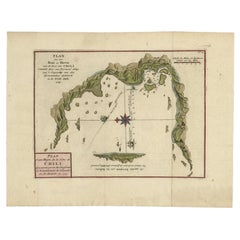Antike antike Karte einer Bucht an der Küste Chiles von Anson, 1749