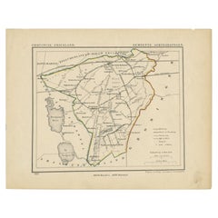 Carte ancienne de la municipalité Frissienne de Achtkarspelen aux Pays-Bas, 1868