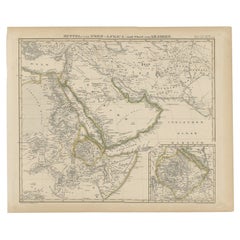 Antique Map of Africa and Arabia with Inset Map of Ethiopia and Eritrea, 1845
