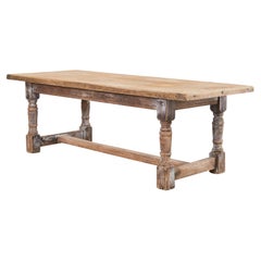 Vintage Country French Bleached Oak Farmhouse Trestle Dining Table