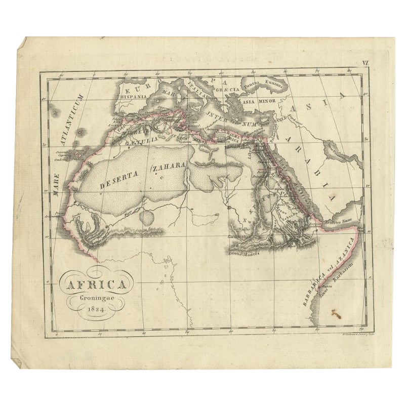 Carte ancienne d'Afrique du Nord provenant d'un rare Atlas néerlandais, 1825