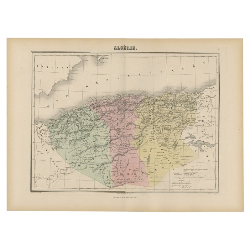 Antique Map of Algeria, 1880