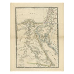 Antique Map of Ancient Egypt Also Depicting the Nile River and Red Sea, 1845
