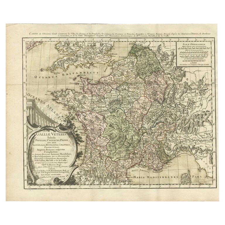 Antique Map of ancient France by Zannoni, 1765 For Sale