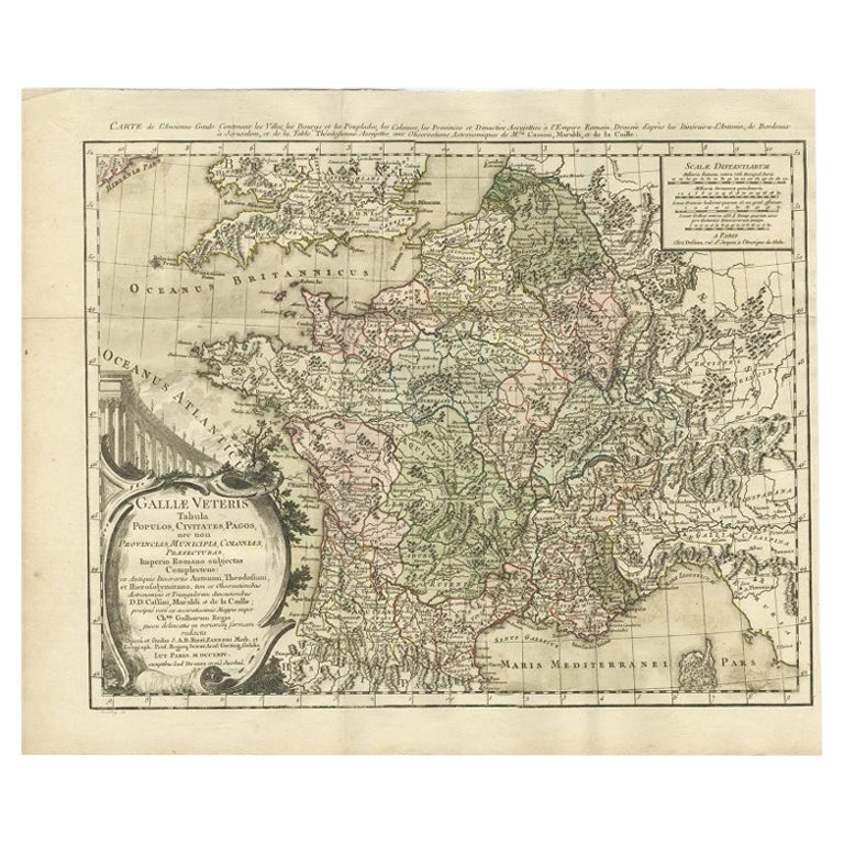 Carta geografica antica della Francia antica di Zannoni, 1765