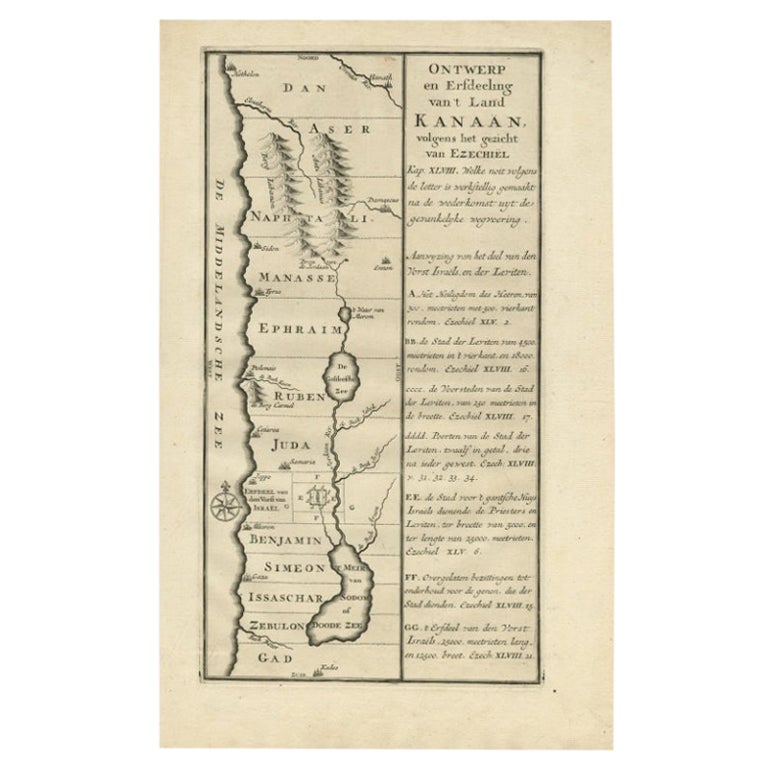 Antike ungewöhnliche niederländische Karte des antiken Israels, um 1730