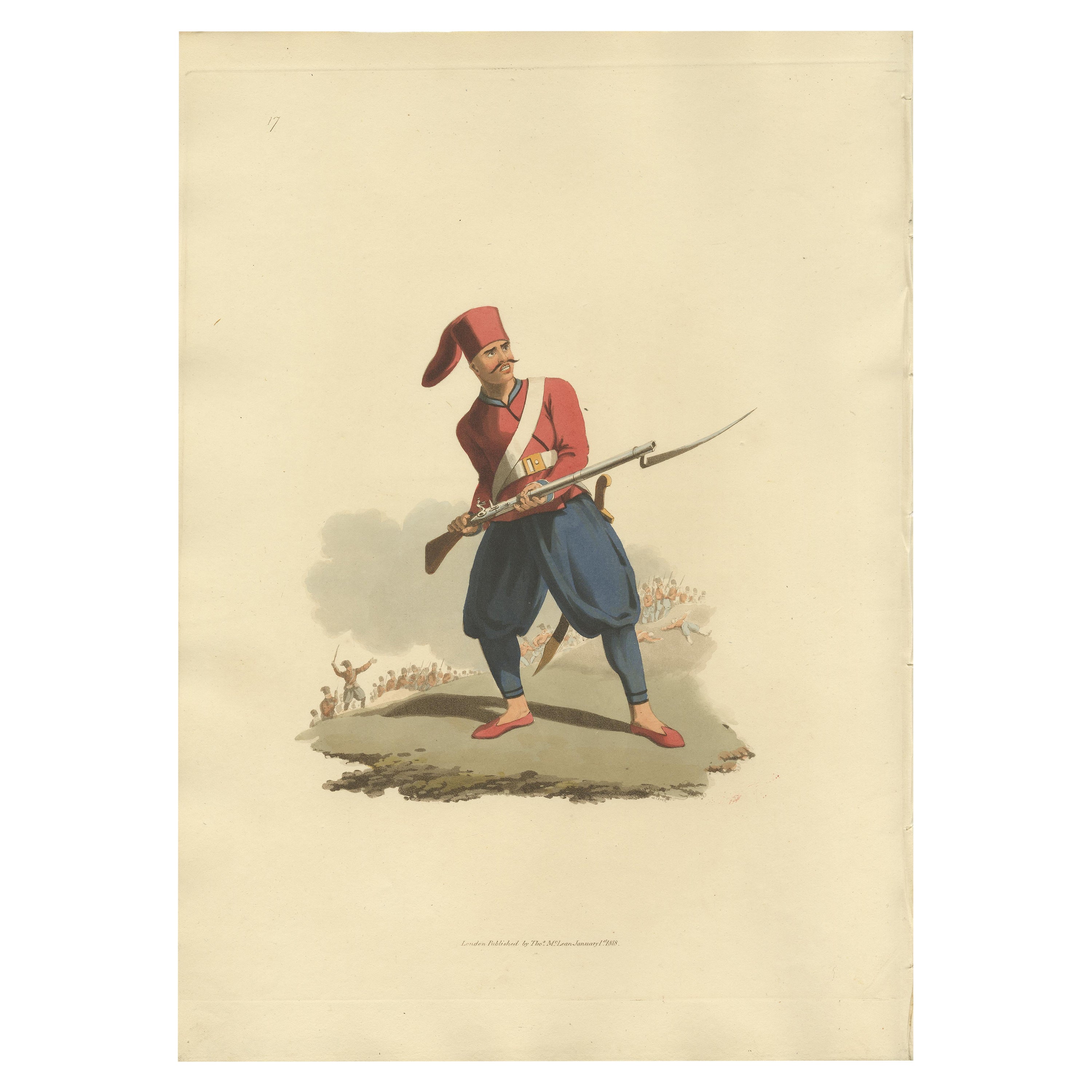Antique Print of an Soldier of the European Infantry, 1818 For Sale at  1stDibs