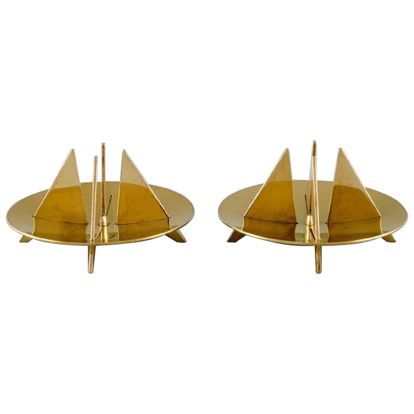 Pierre Forsell for Skultuna, a Pair of Sculptural Candlesticks