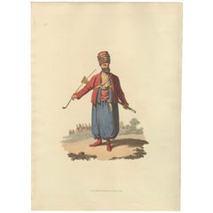 Antique Print of an Spahi, from The Military Costume of Turkey 1818