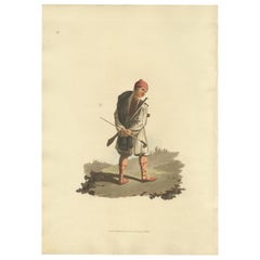 Antique Print of an Arnaut Soldier from the Military Costume of Turkey, 1818