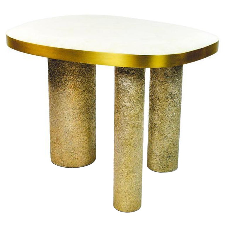 Rock Crystal and Brass Table by Ginger Brown For Sale