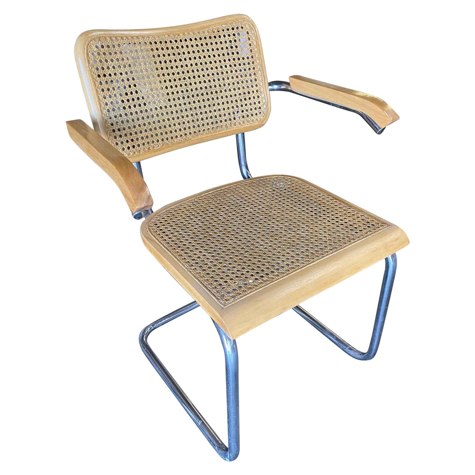 Marcel Breuer Wicker Back Chrome "Cesca" Chairs by Virco