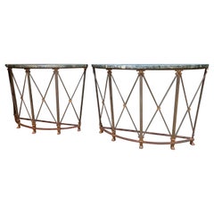 1940s Pair French Iron Console Tables