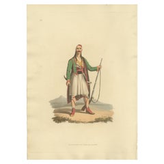 Antique Print of an Soldier of Albania, 1818