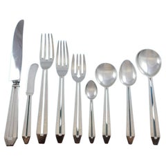 Hammered Pierced Randahl Sterling Silver Flatware Set Hand Wrought Chicago 107pc