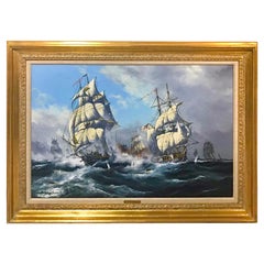 Vintage "Naval Engagement off Bermuda" by John Bentham-Dinsdale