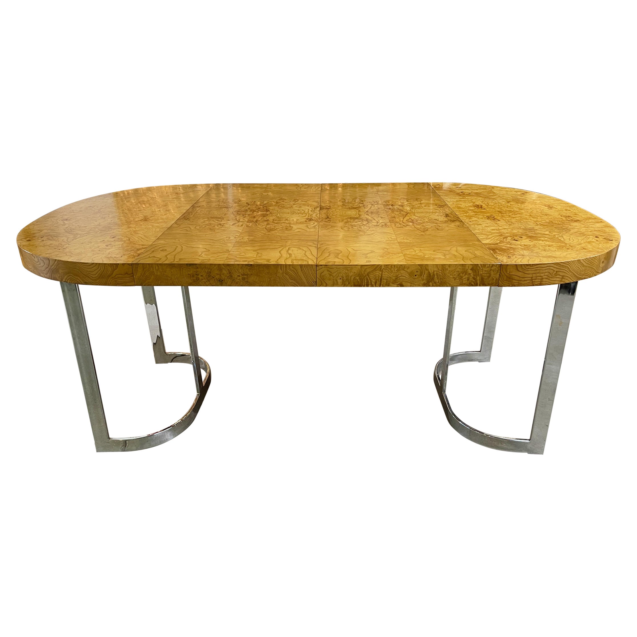 Burl & Chrome Dining Table by Milo Baughman for Lane