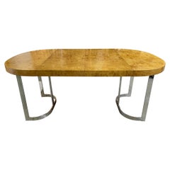 Burl & Chrome Dining Table by Milo Baughman for Lane