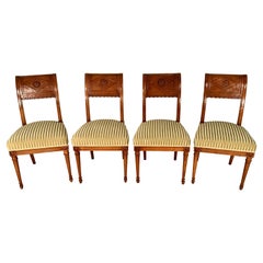 Set of Four Neoclassical Chairs, Switzerland 19th Century