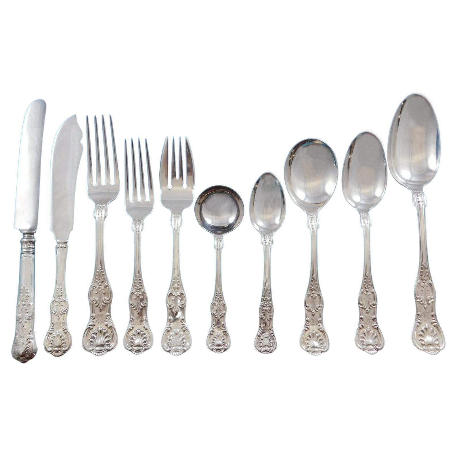 Kings by D&H and Various Sterling Silver Flatware Set for 12 Service 124 Pieces For Sale