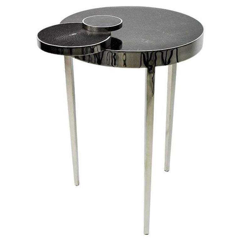 Granit and Polished Steel Table by Ginger Brown For Sale