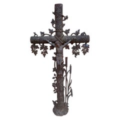 Antique Crucifix Cross Cast Iron Garden Architectural Chapel Church Cemetery
