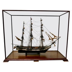 Model of the French Ship Astrolabe in Display Case