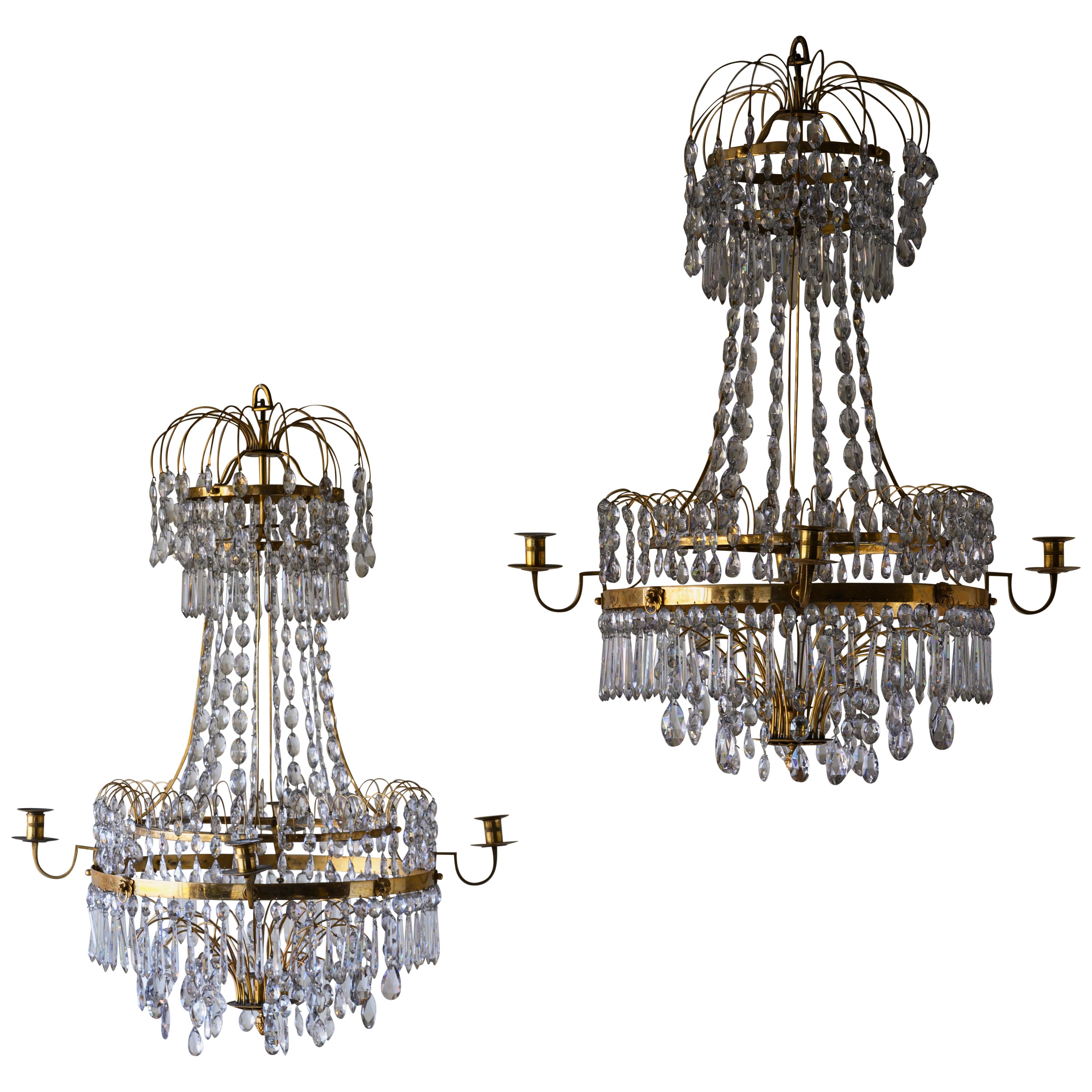 Fine Pair of Swedish Early 19th Century Gustavian Chandeliers