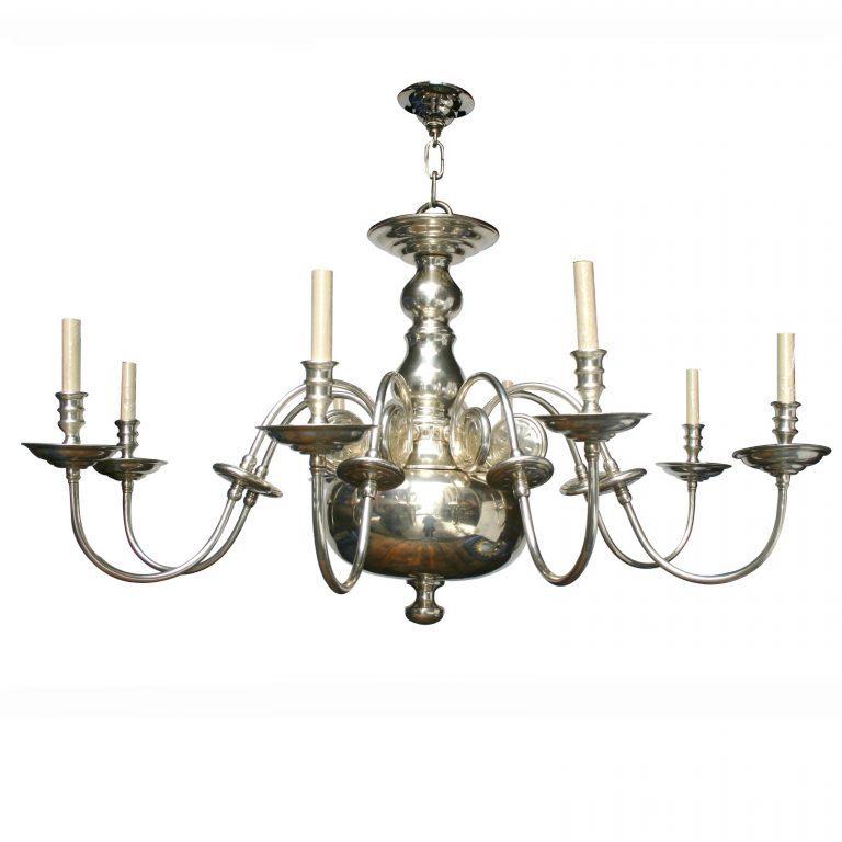 Pair of Silvered Dutch Chandeliers, Sold Individually For Sale