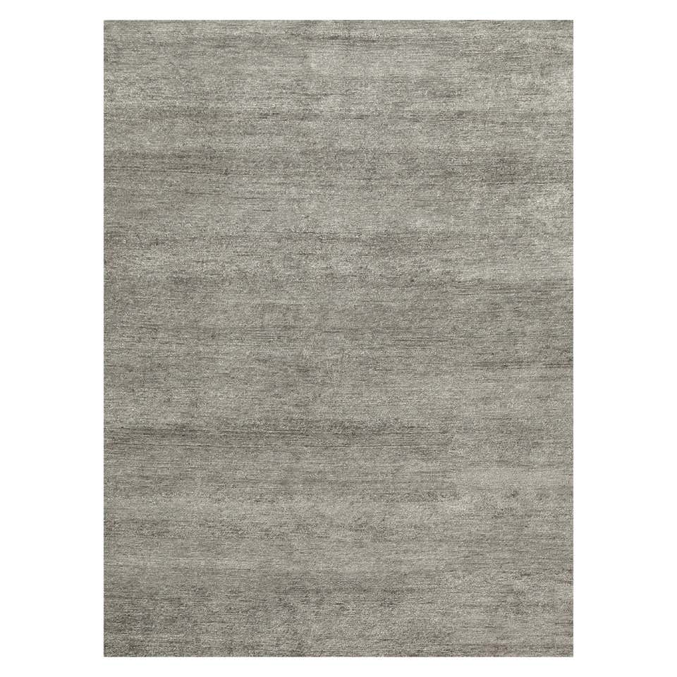 Light Blue Solid Color Hand-Loomed Bamboo Silk Plush Rug For Sale at ...