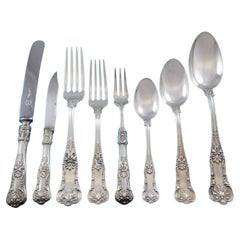 Used New Queens by Gorham Sterling Silver Flatware Set for 12 Service 96 Pieces Shell