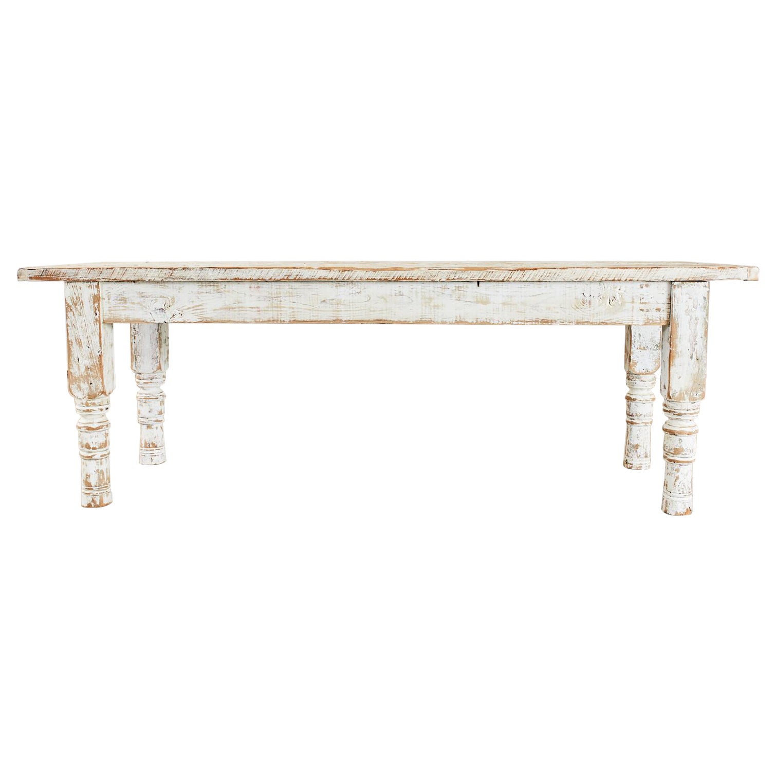 Country American Painted Pine Farmhouse Dining Table 