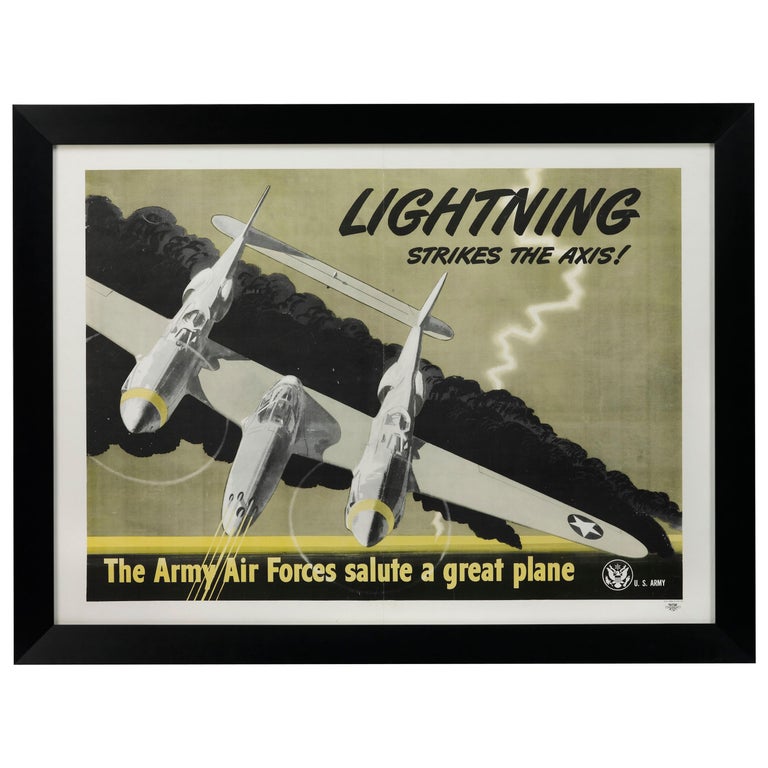 "Lightning Strikes the Axis! the Army Air Forces Salute a Great Plane" Poster For Sale