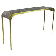 Hammered Brass Console with Waterfall Design by Ginger Brown