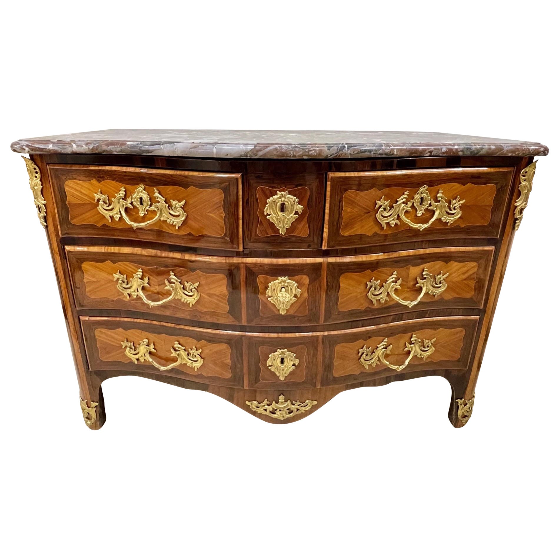18th Century French Mahogany and Kingwood Bronze Mounted Commode