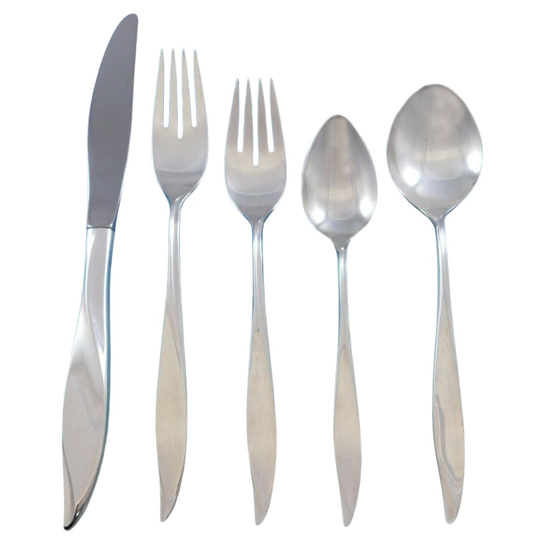 Vivant by Oneida Sterling Silver Flatware Set for 8 Service 47 Pieces Modern For Sale