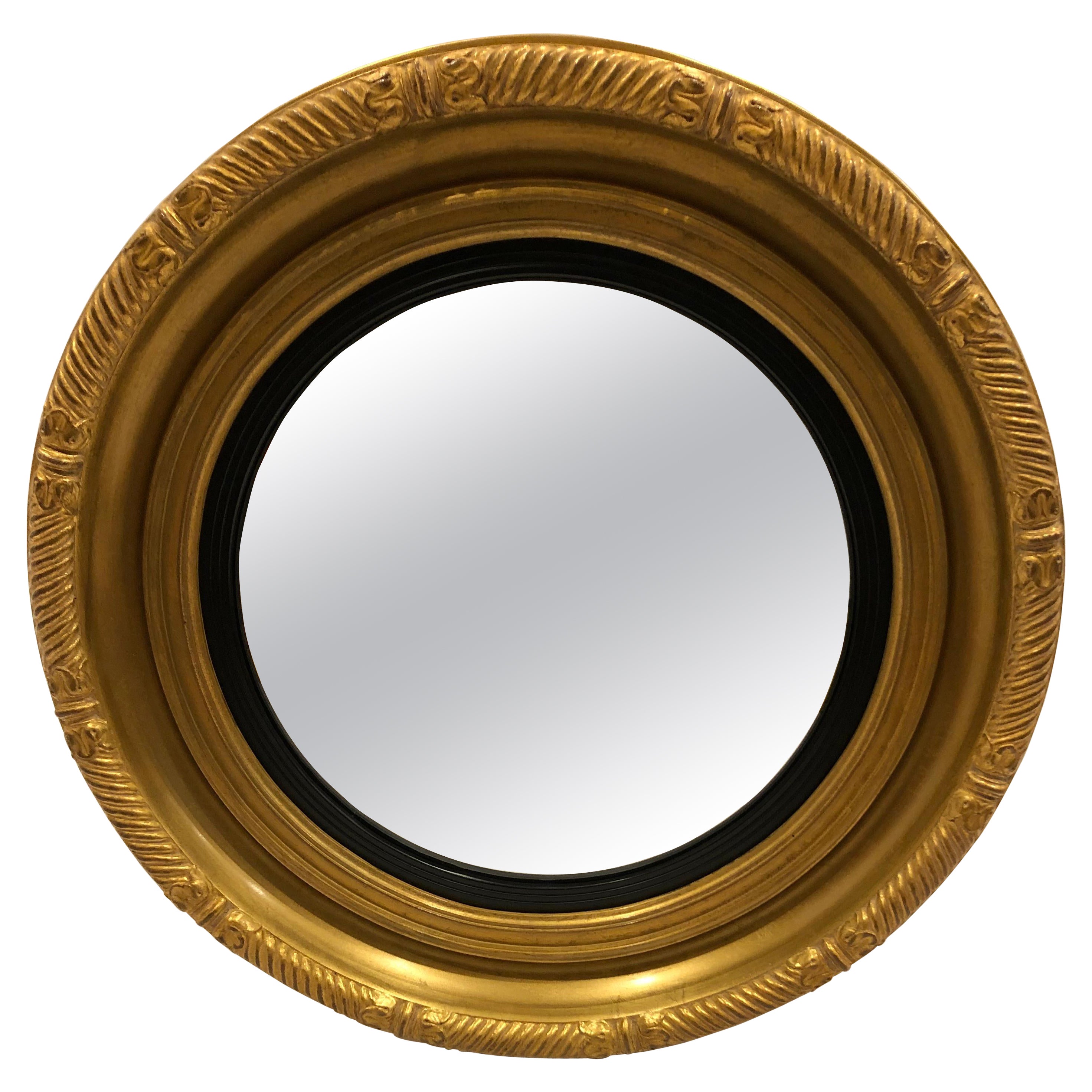 Handsome Round Convex Gilded Regency Style Bullseye Mirror