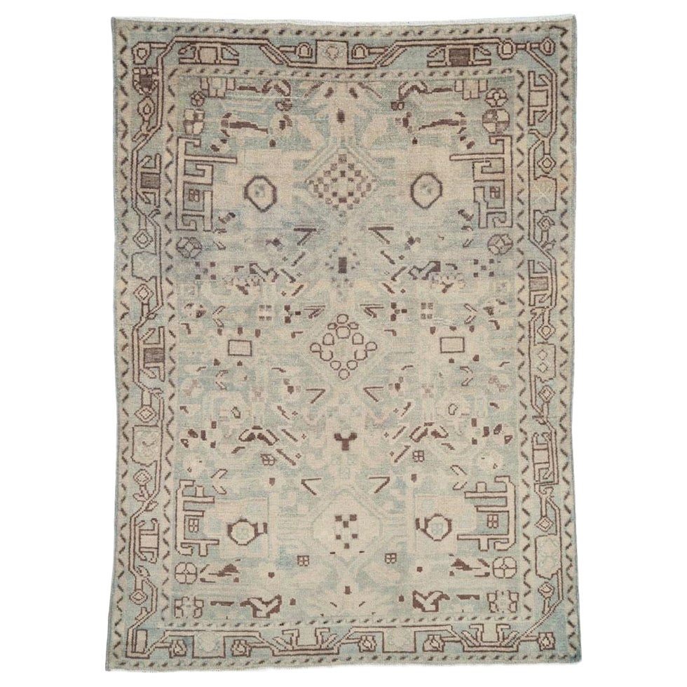 Mid-20th Century Handmade Persian Malayer Throw Rug For Sale